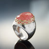 R1113H Cherry Quarts chunky ring with Gold Ornaments