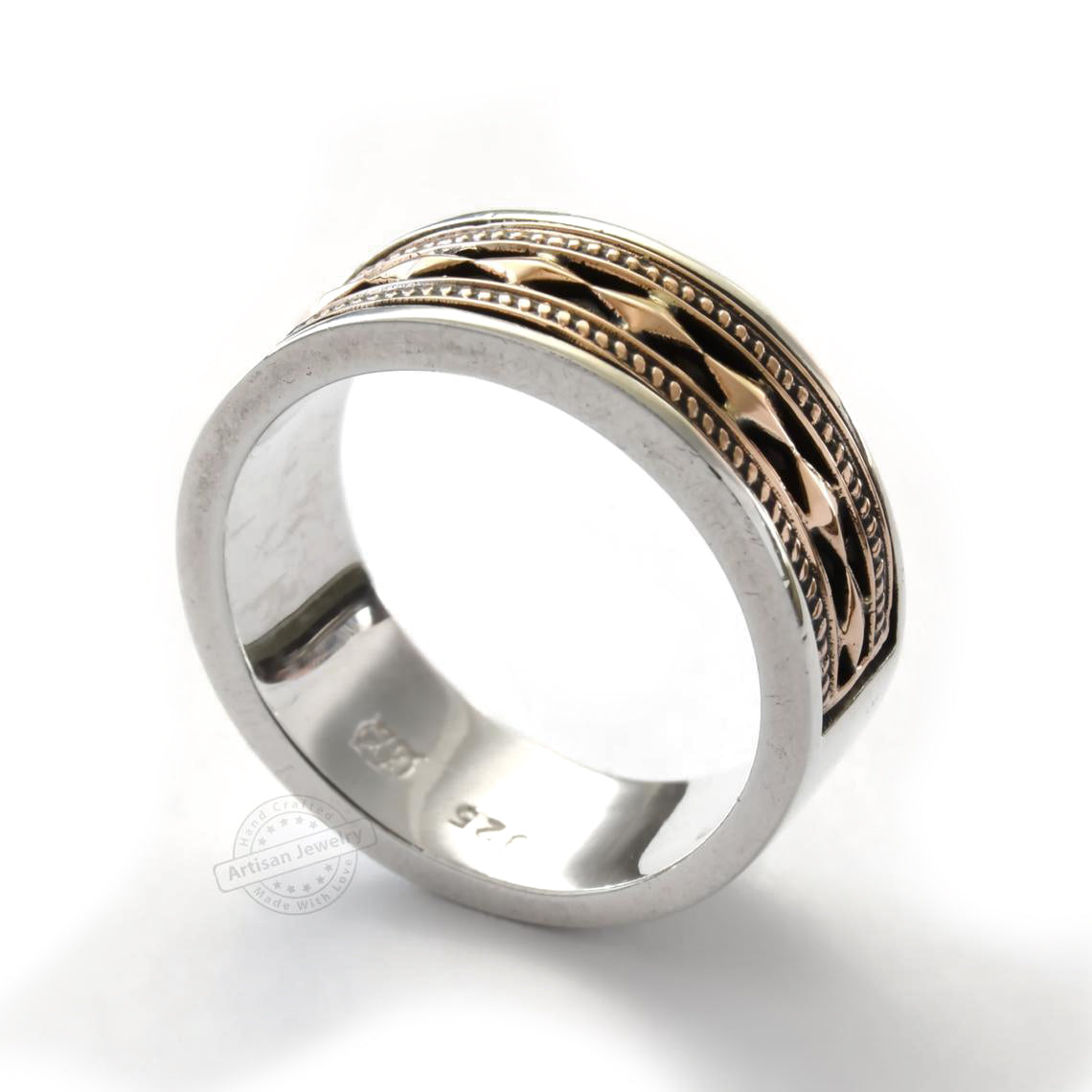 R1145 Rose Gold Filigree Men's Band