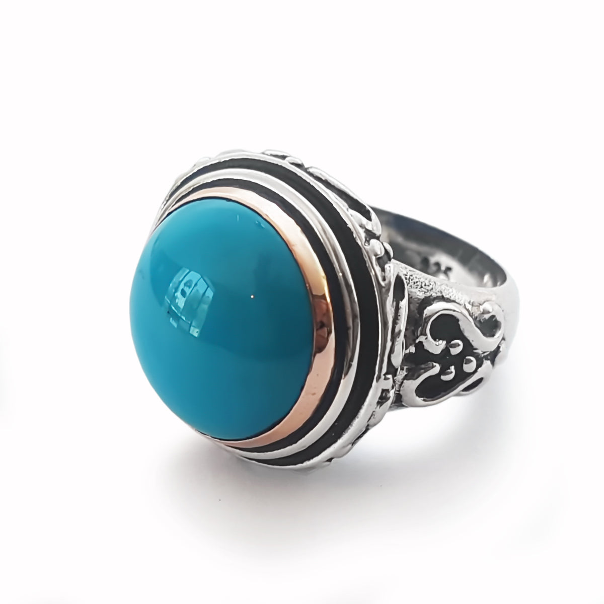 R1166X Bohemian Turquoise two tone ring