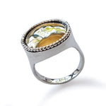 R1195G Large Silver Gold dots ring