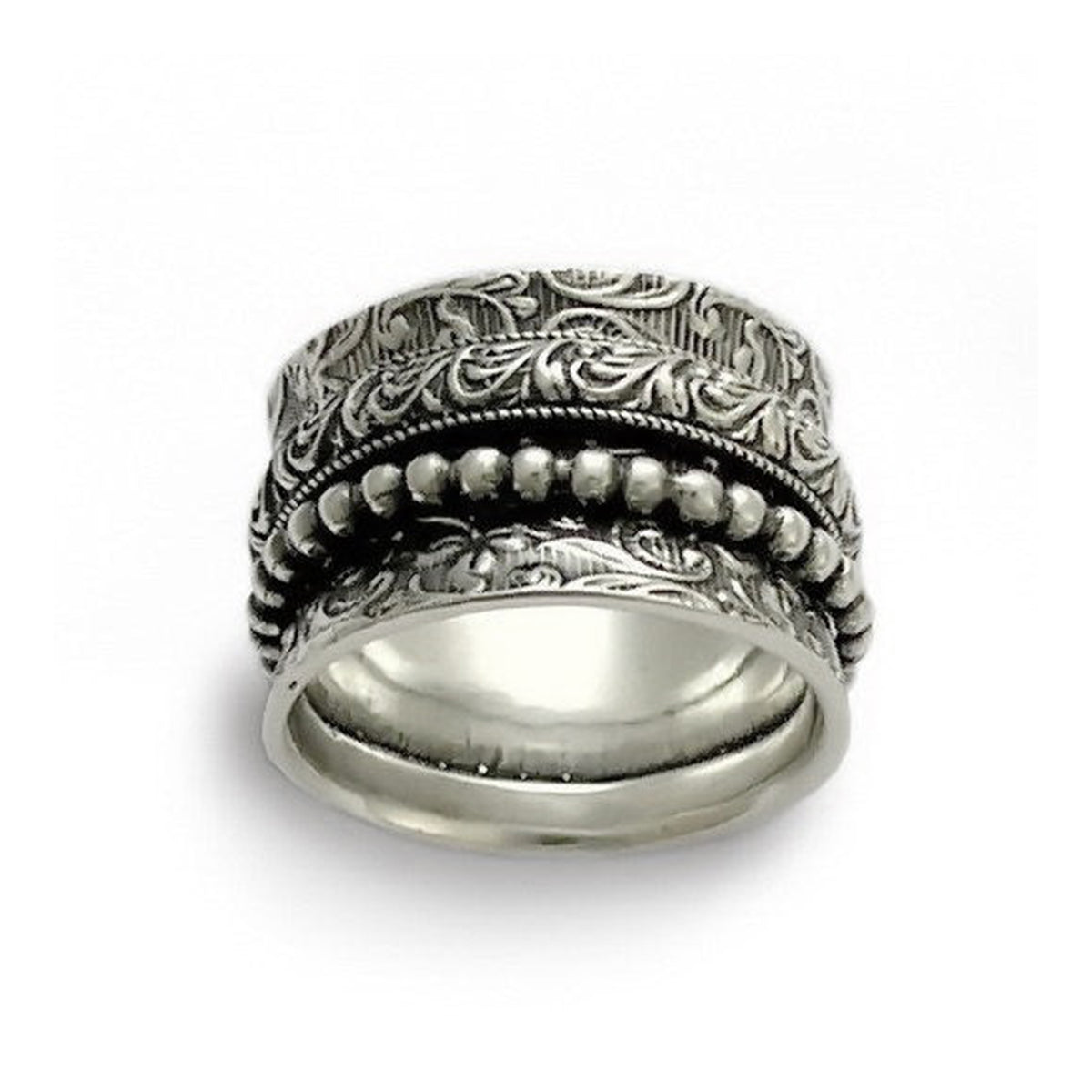 R1209E Filigree wide spinner ring