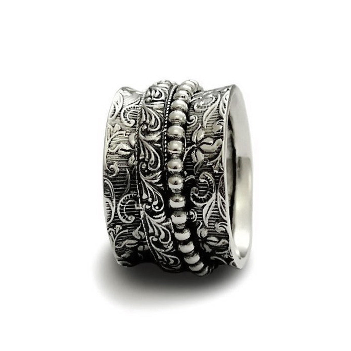 R1209E Filigree wide spinner ring