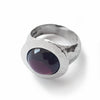 R1235S Hammered Silver and Garnet Chunky ring