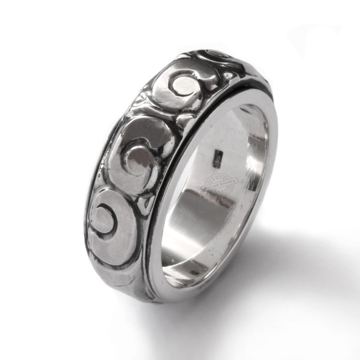 R1349 Celtic men silver spinner band