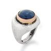 R1475C Rustic silver and gold ring with Blue Kyanite ring