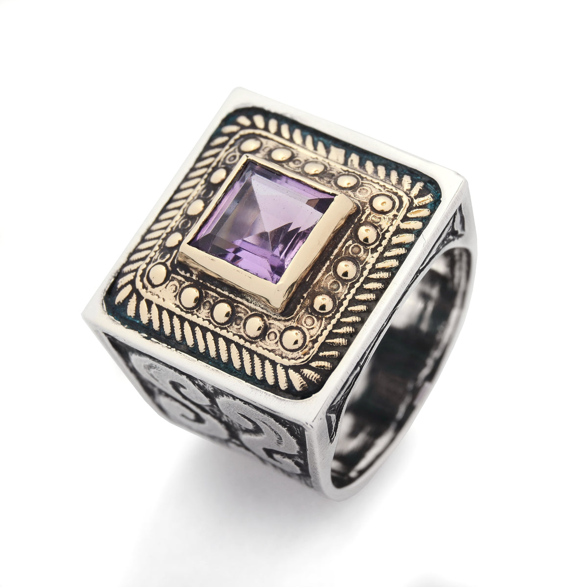 R1600X Square Ethnic ring with Amethyst