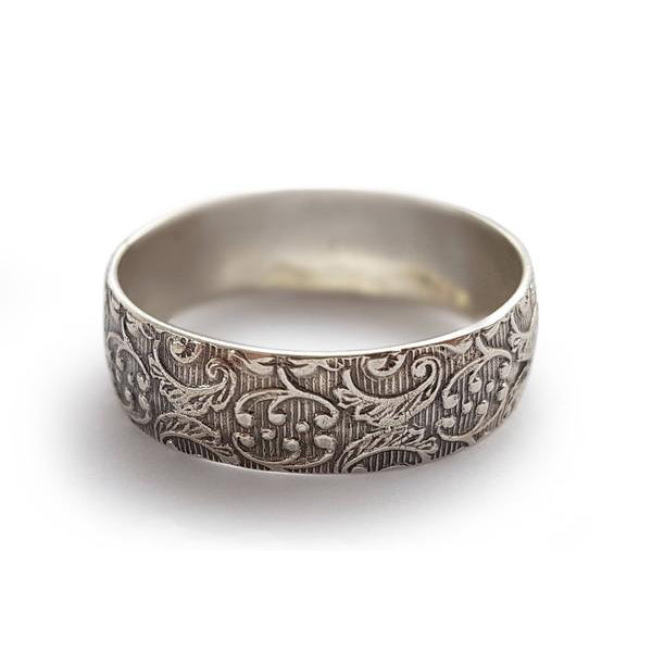 R1627A Silver floral wedding band