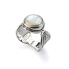 R1691 Pearl Silver Leaf ring