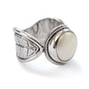 R1691 Pearl Silver Leaf ring