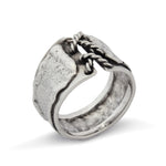 R1712 Textured Oxidized Silver corset ring