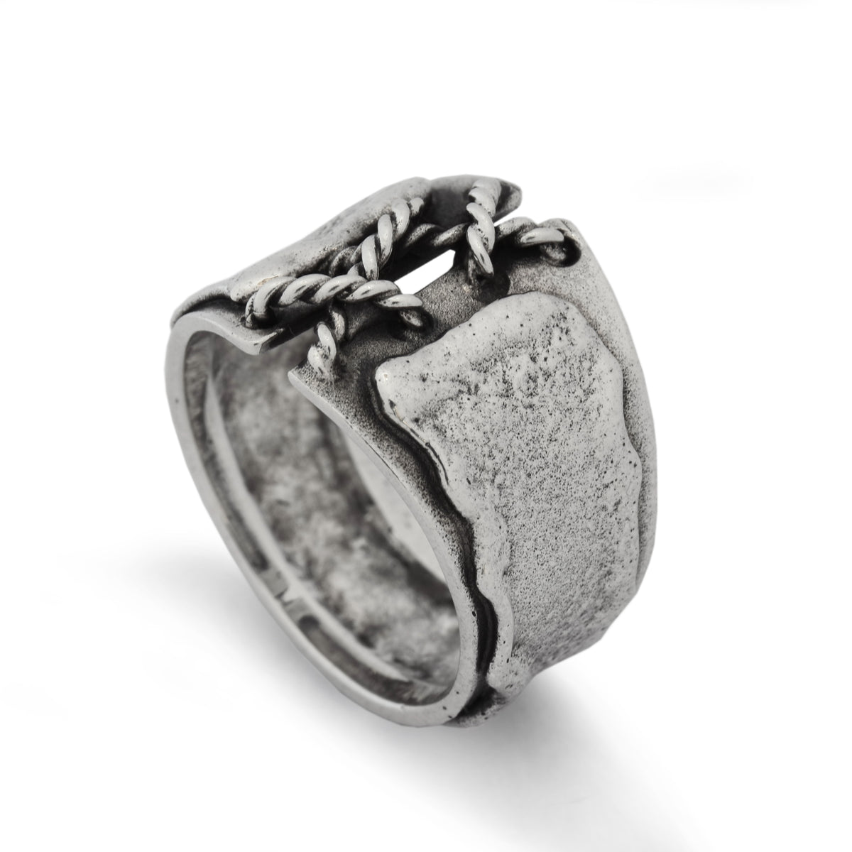 R1712 Textured Oxidized Silver corset ring