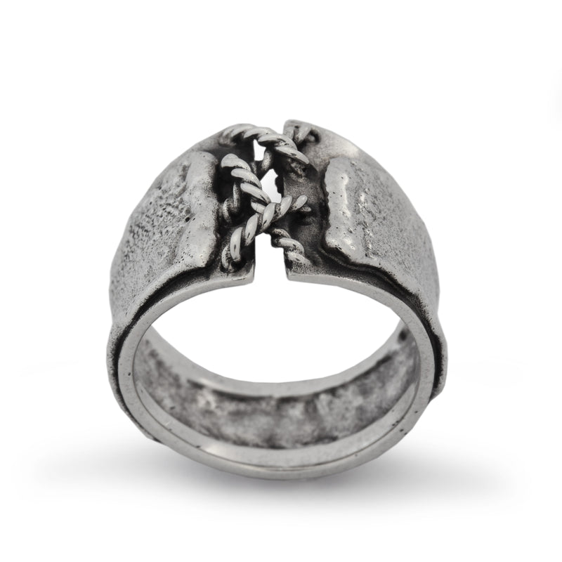 R1712 Textured Oxidized Silver corset ring