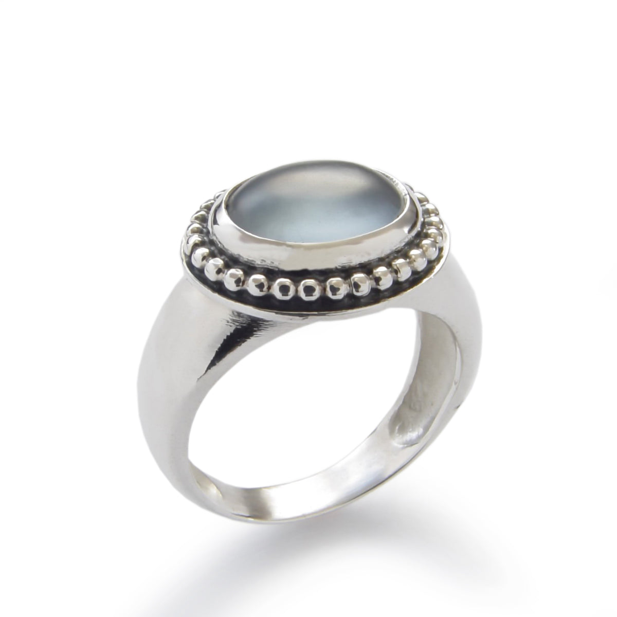 R1795 Blue Quartz chunky silver ring