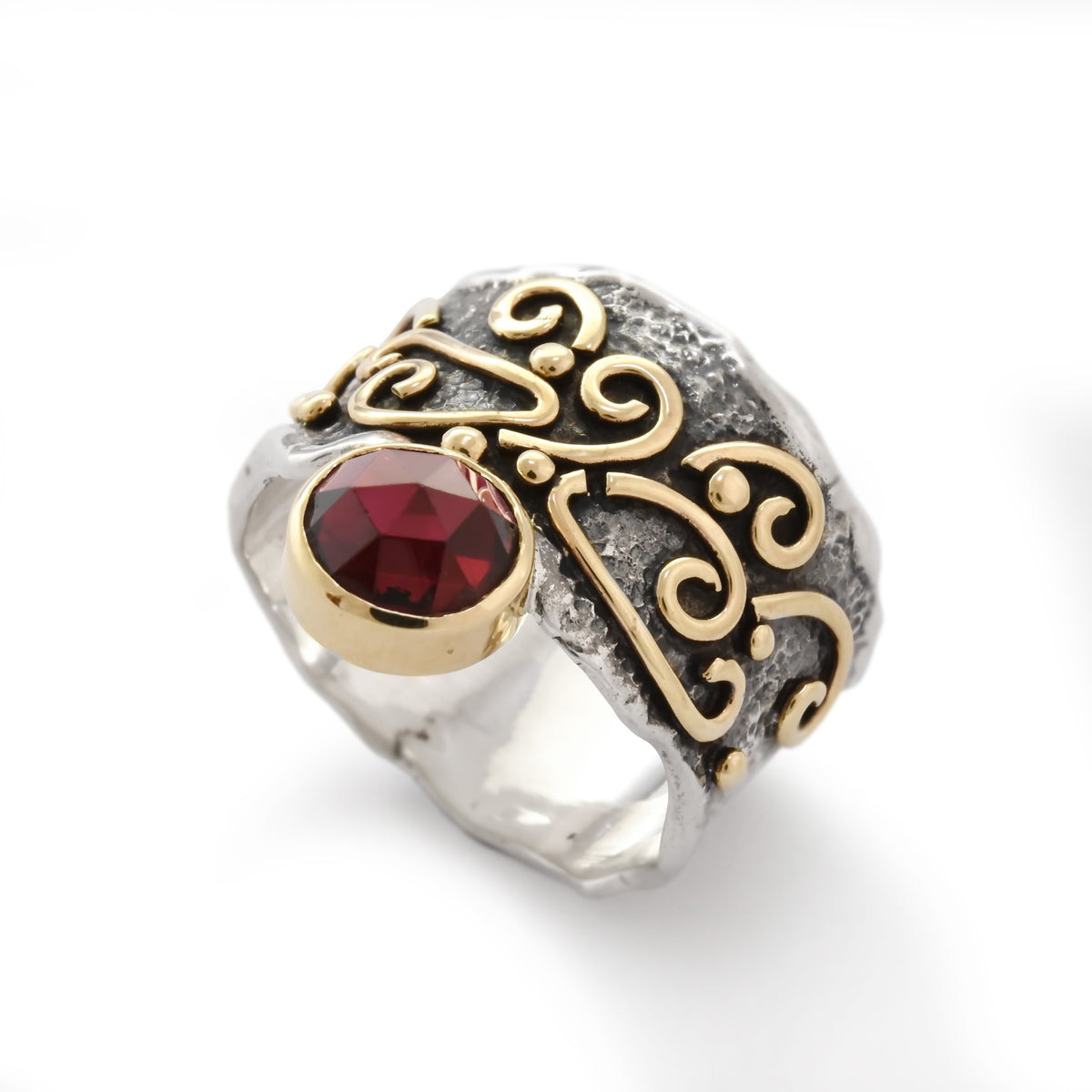 R1805 Rustic Garnet Cocktail ring