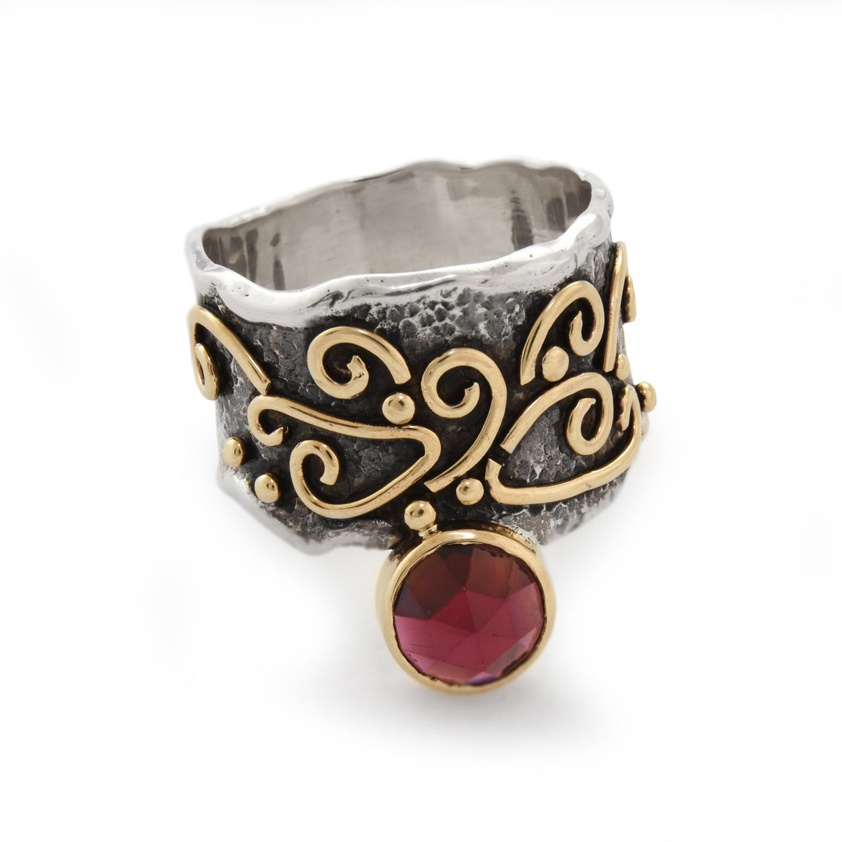 R1805 Rustic Garnet Cocktail ring