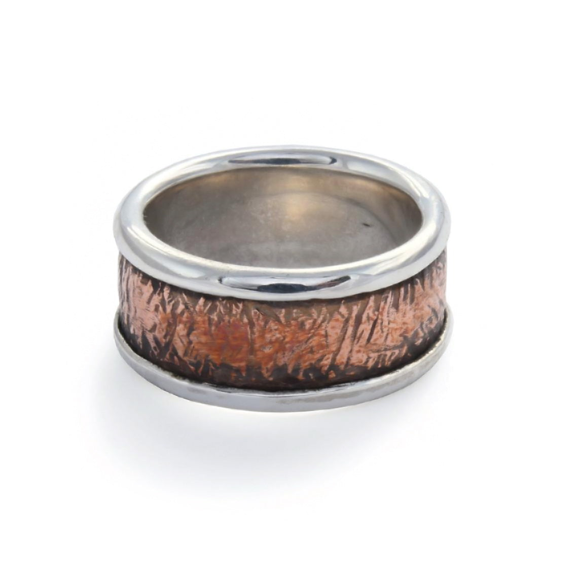 R1821 Copper Silver wide men band