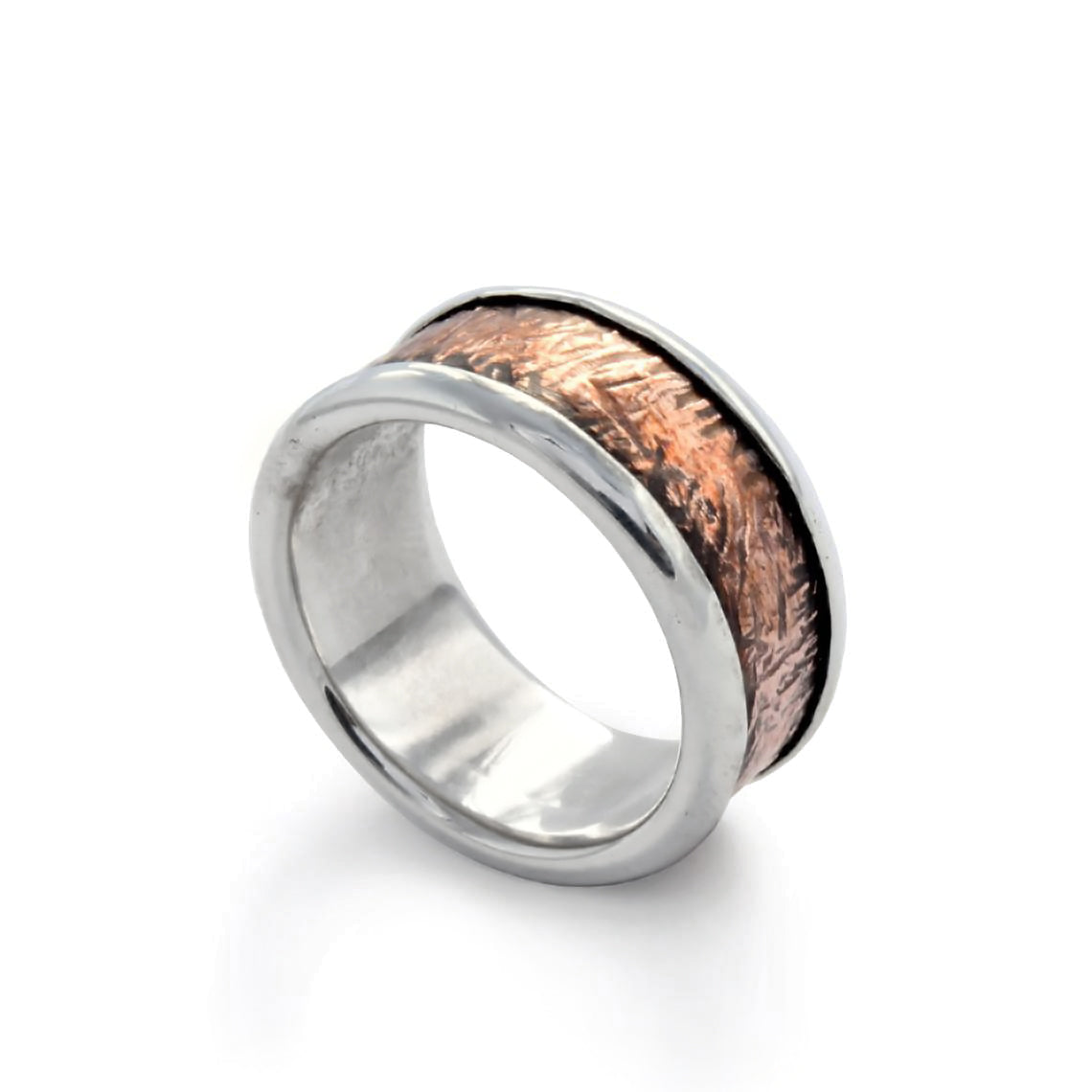 R1821 Copper Silver wide men band