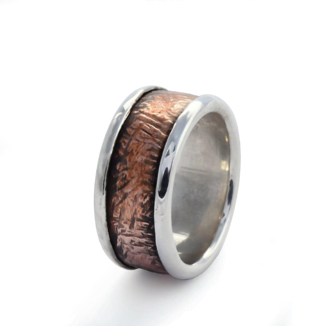 R1821 Copper Silver wide men band