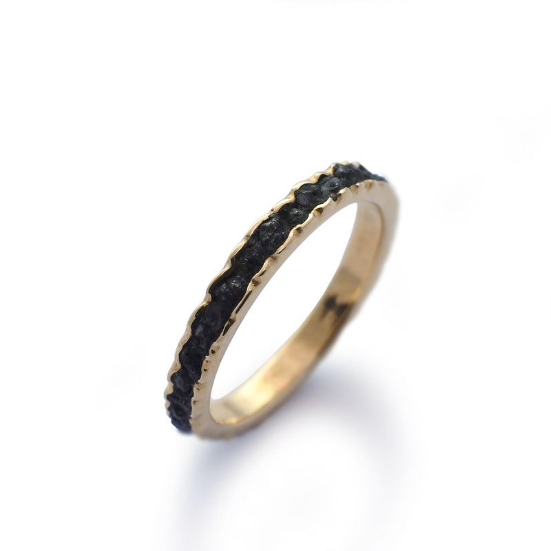 RG0911D Gold Eternity Ring set with Raw Black Diamonds