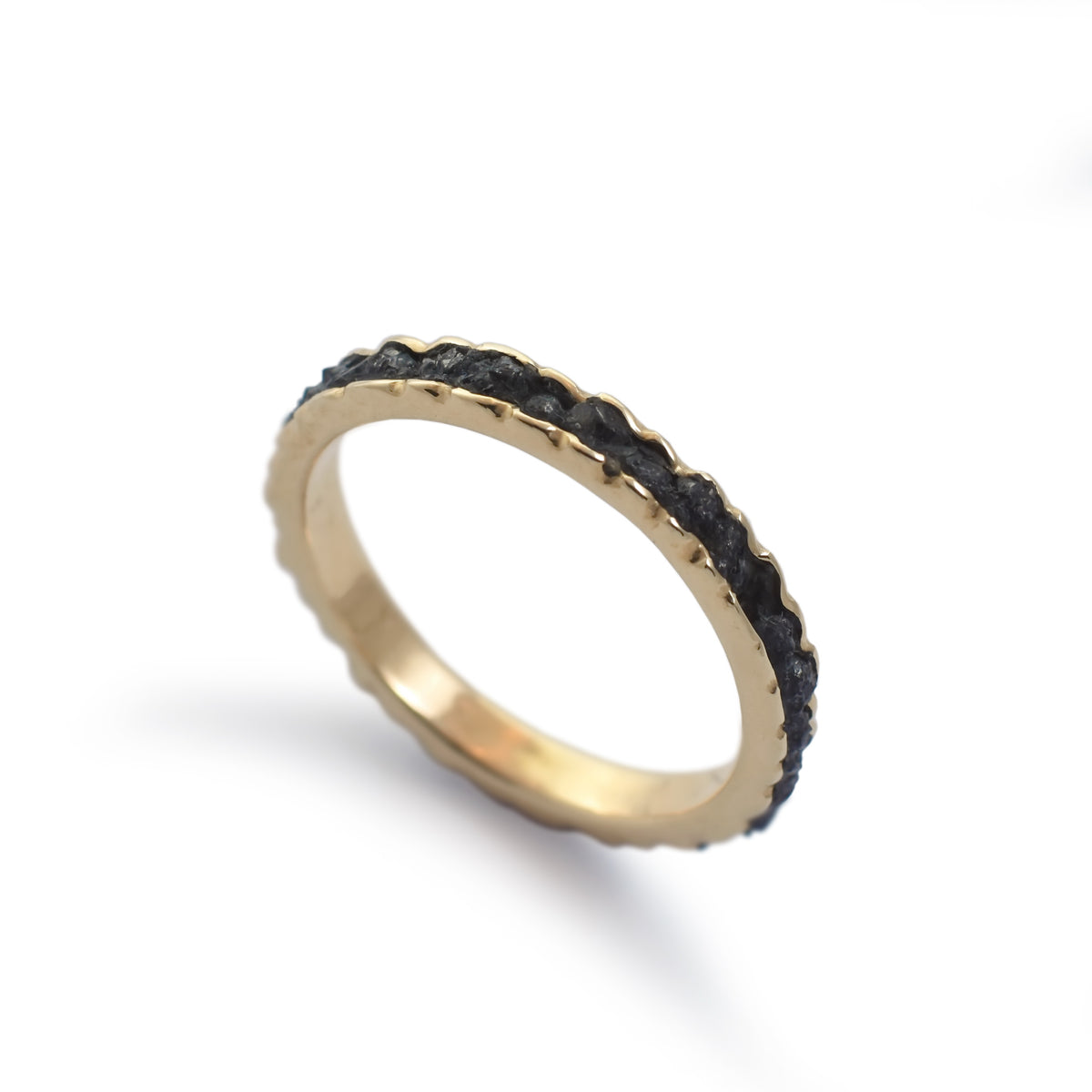 RG0911D Gold Eternity Ring set with Raw Black Diamonds