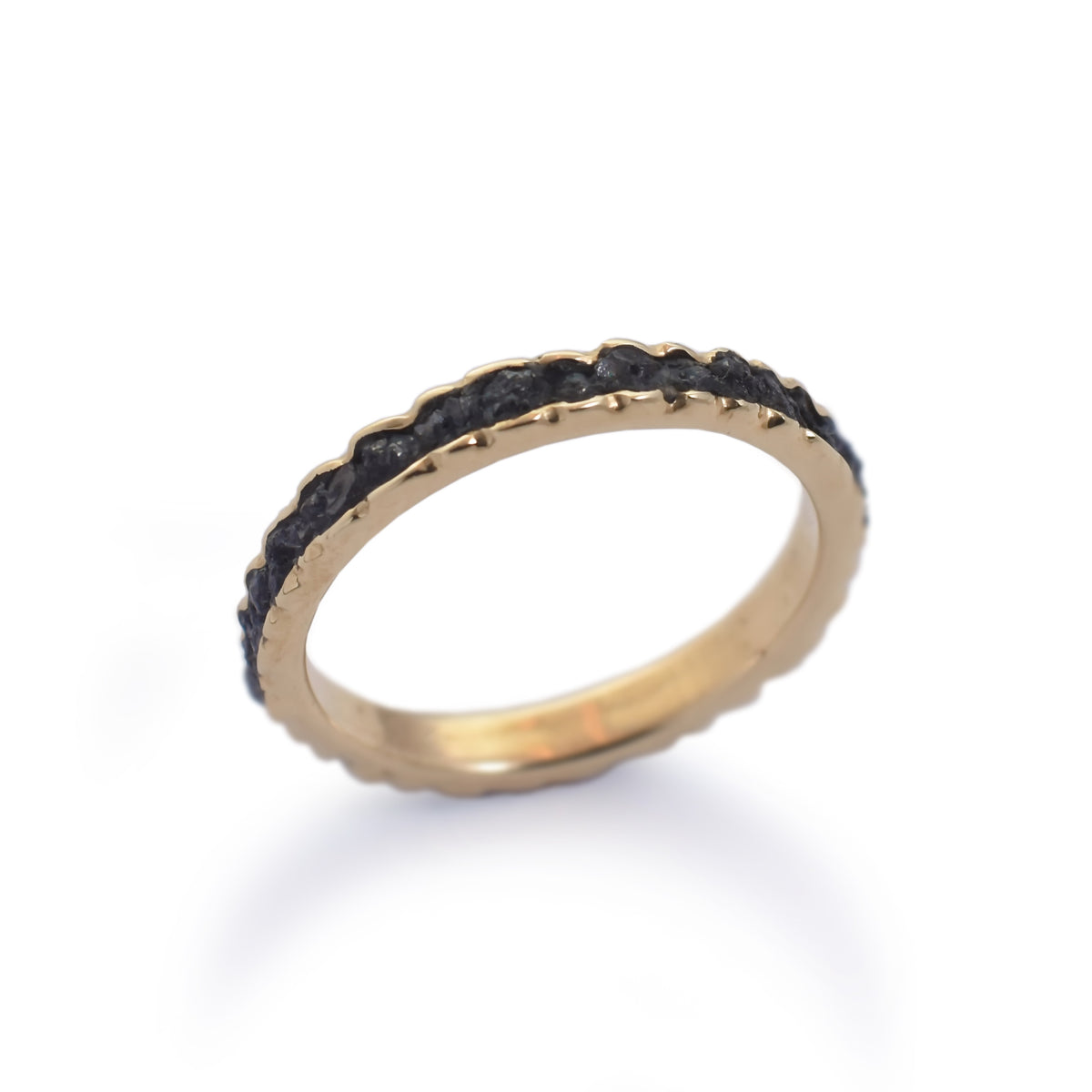 RG0911D Gold Eternity Ring set with Raw Black Diamonds