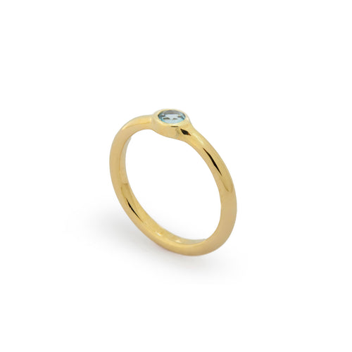 RG1096 Gold Dainty Ring with Blue Topaz