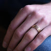 RG1103  Matte Gold wedding band with three stripes