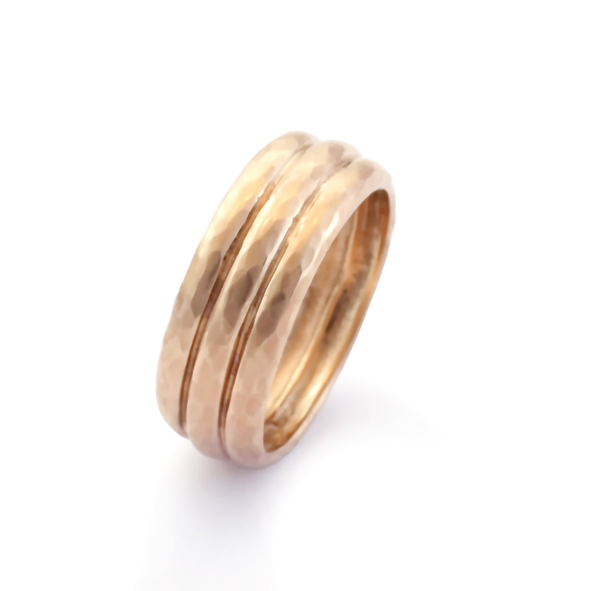 RG1103  Matte Gold wedding band with three stripes