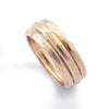 RG1103  Matte Gold wedding band with three stripes
