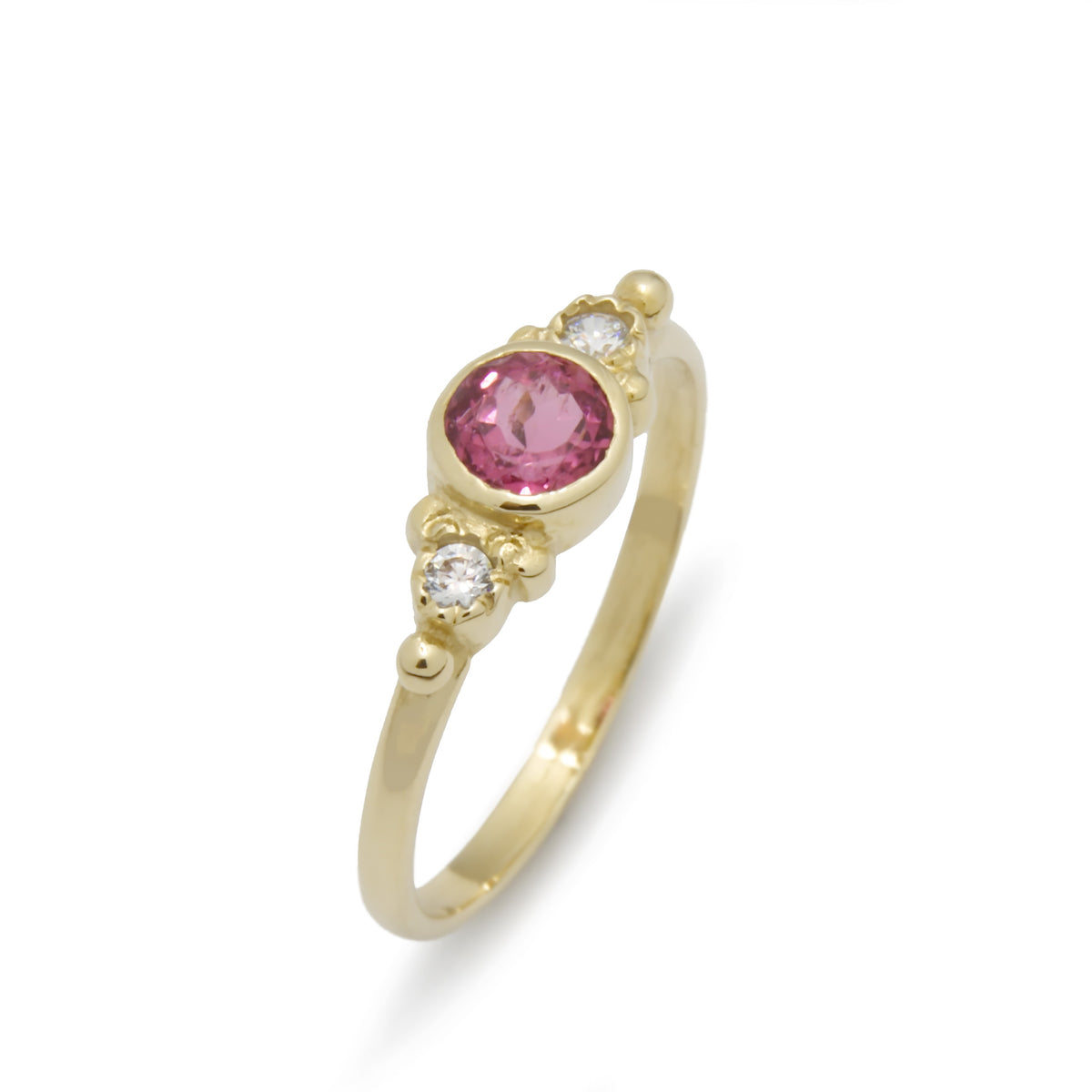 RG1120-4 Dainty Gold Ring with Rodulite and Diamonds