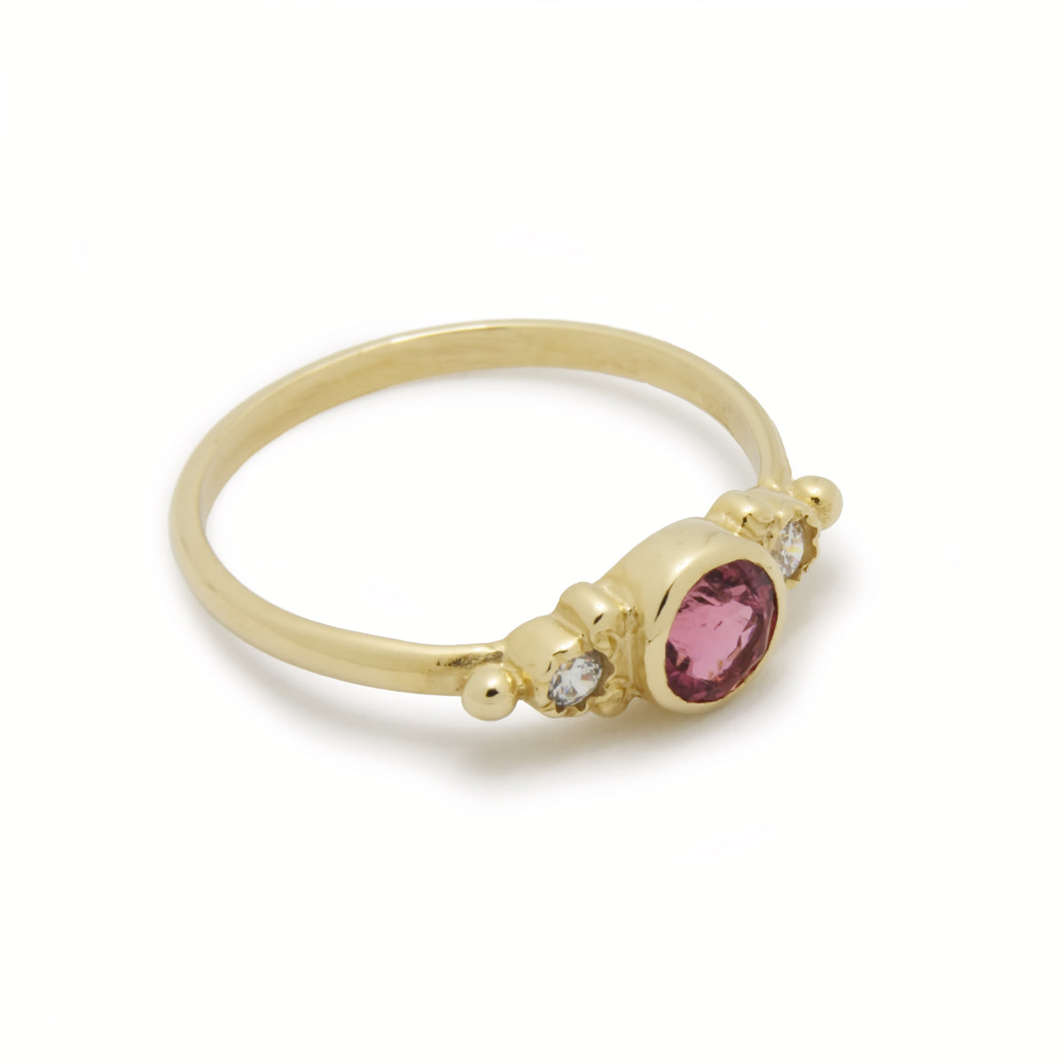 RG1120-4 Dainty Gold Ring with Rodulite and Diamonds