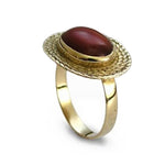 RG1179-2 Braided Gold Ring with Carnelian