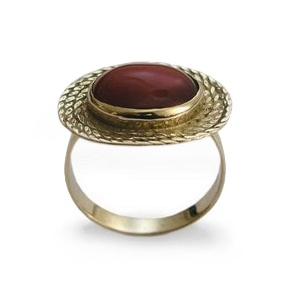 RG1179-2 Braided Gold Ring with Carnelian