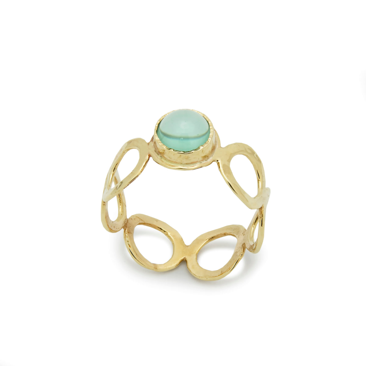 RG1266X-1 Gold Circles Ring with Blue Topaz