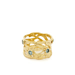 RG1378-1 Organic Gold Band with Blue Topaz