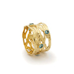 RG1378-1 Organic Gold Band with Blue Topaz