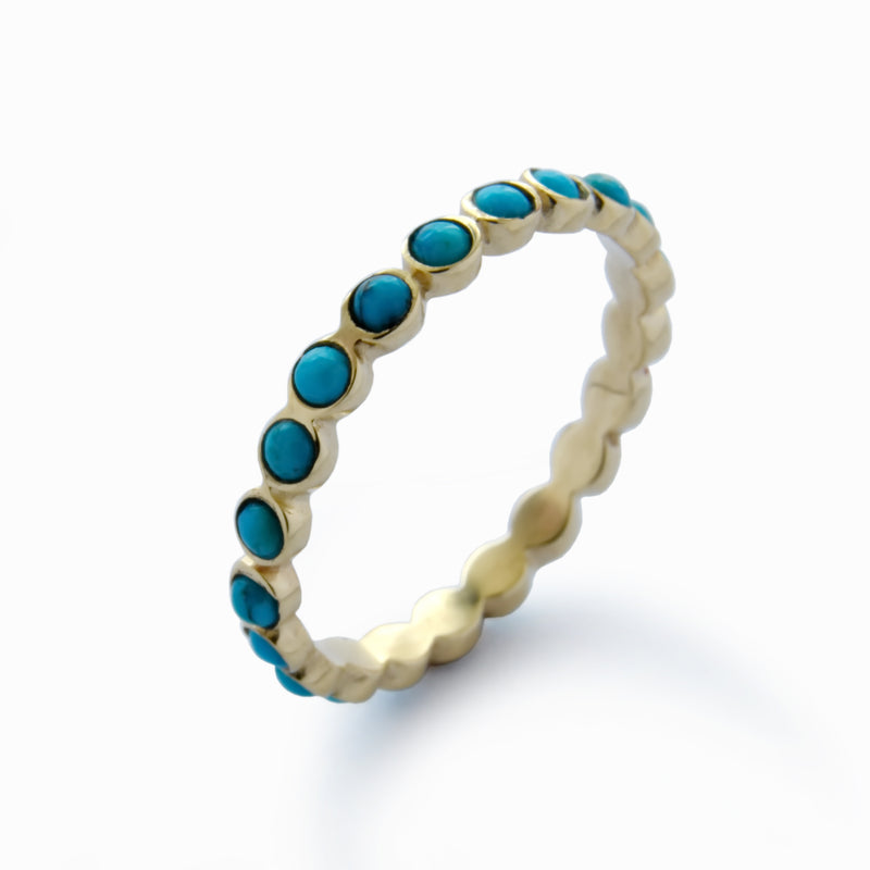 R1791S Silver Stacking Ring with Turquoise stones