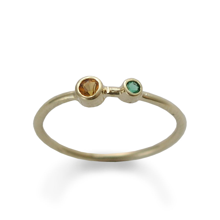 RG1803-3 Citrine and Green Quartz tiny ring