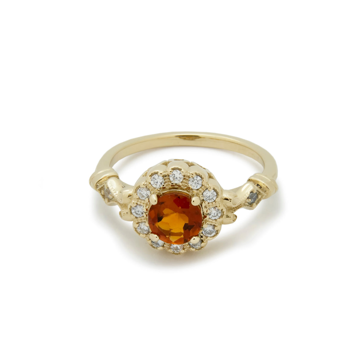 RG1816-1 Vintage Gold Flower Ring with Citrine