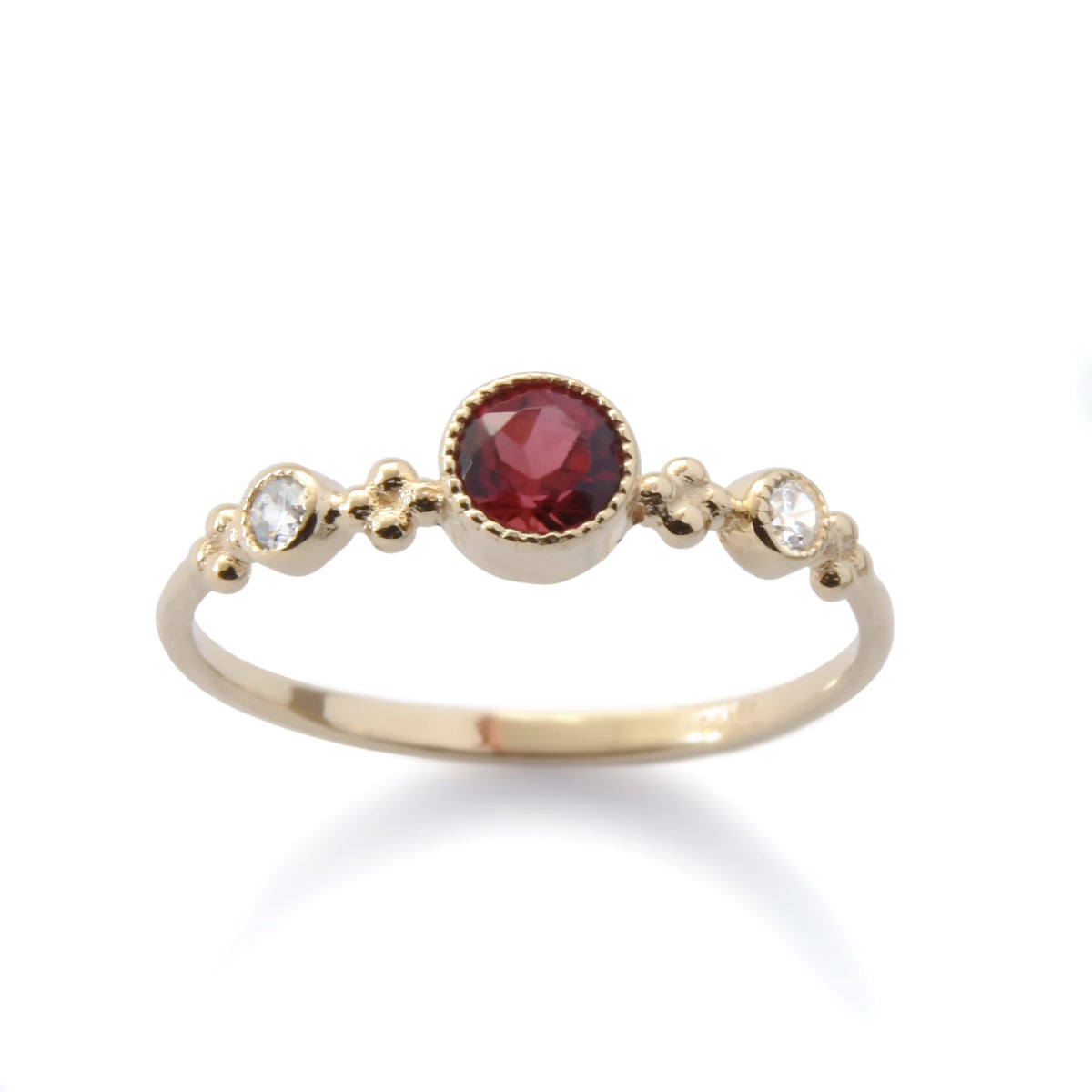 RG1831-1 Dainty Gold Ring with Garnet