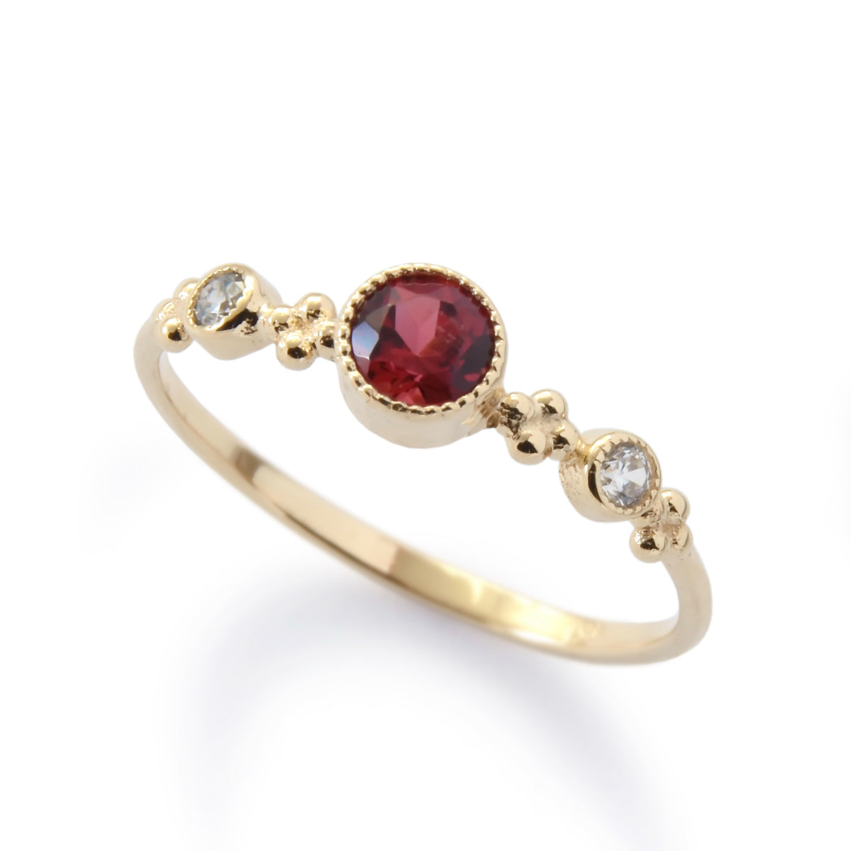 RG1831-1 Dainty Gold Ring with Garnet