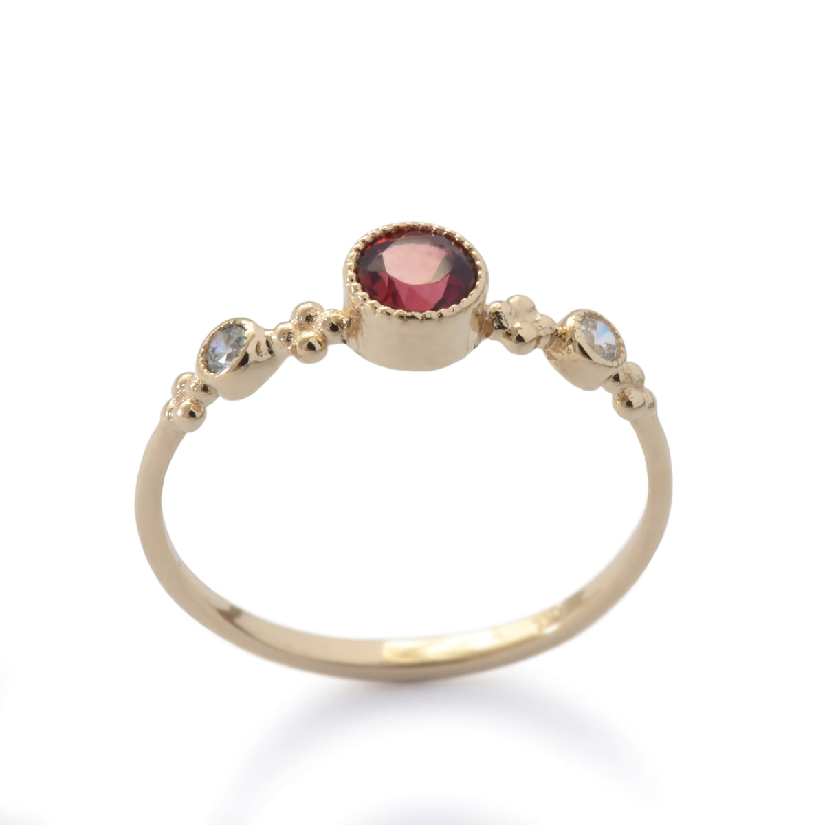 RG1831-1 Dainty Gold Ring with Garnet