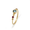 RG1831-3 Dainty Gold Ring with Blue Topaz and Ruby