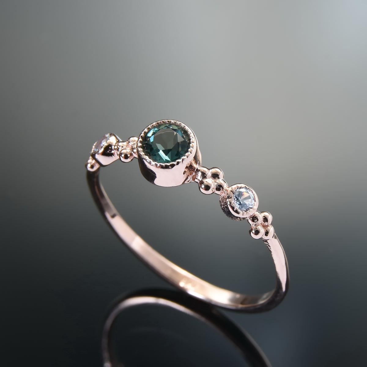 RG1831 Dainty Gold Ring with Spinel and Topaz