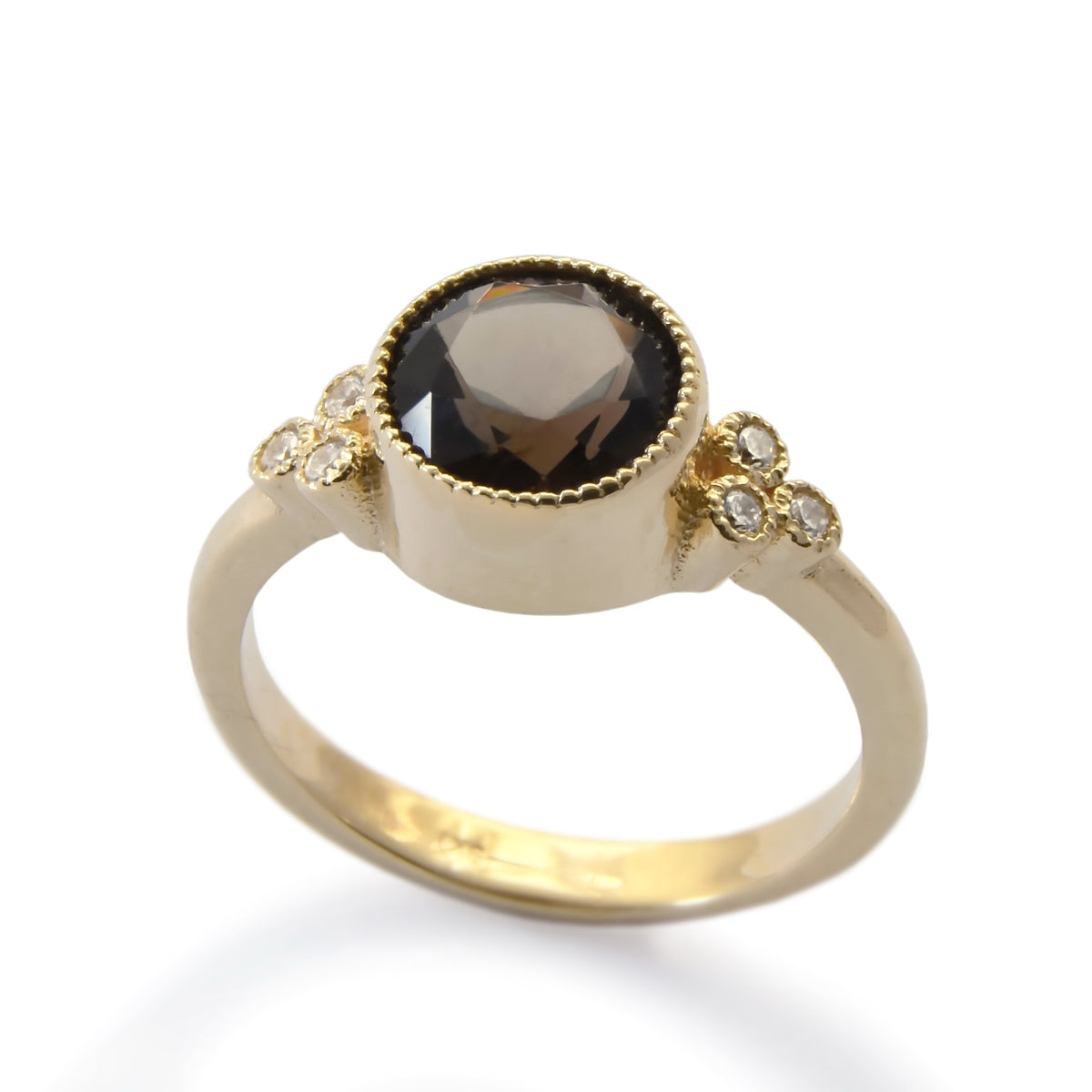 RG1832-1 Smokey Quartz Gold ring with CZ