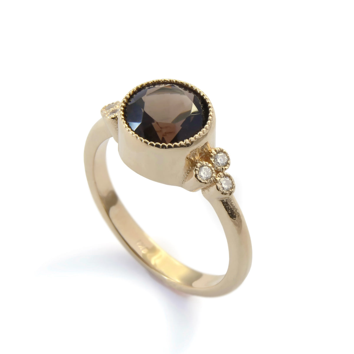 RG1832-1 Smokey Quartz Gold ring with CZ