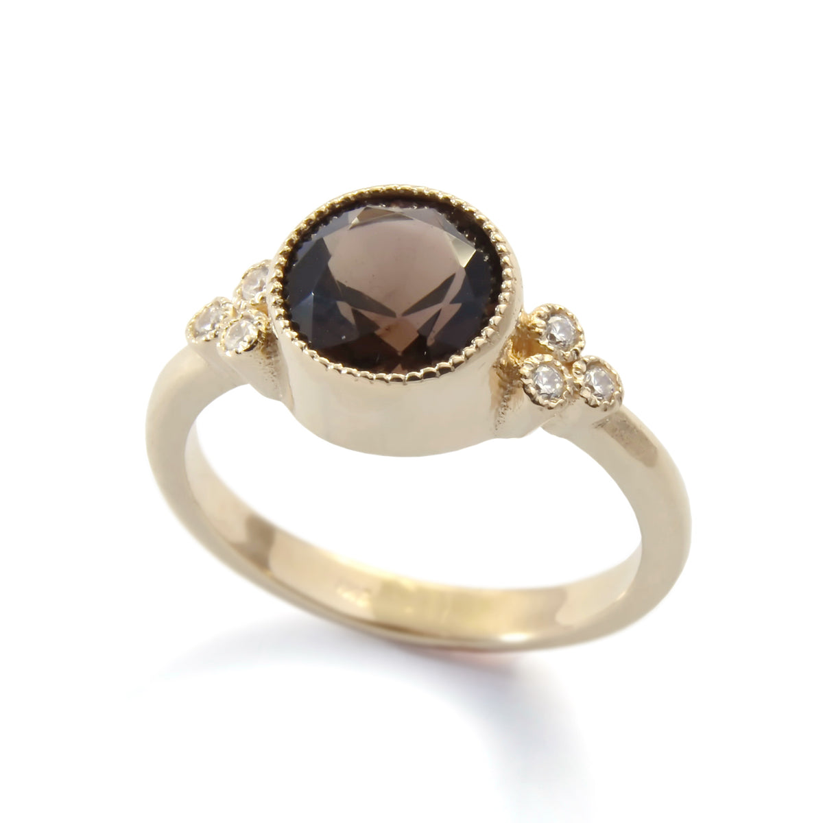 RG1832-1 Smokey Quartz Gold ring with CZ