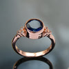 RG1832 Round Sapphire gold ring with CZ