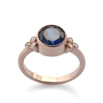 RG1832 Round Sapphire gold ring with CZ