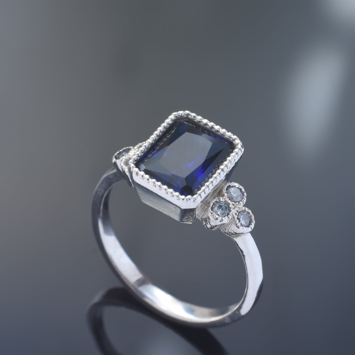 RG1833-1 Square Sapphire and White Gold ring